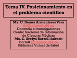 Presentación Tema IV. Posicionamiento en el problema científico CÁPSULA EDUCATIVA